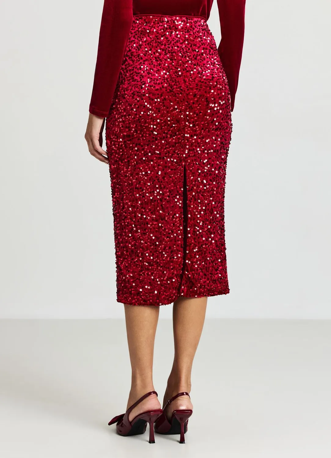 Calliope Longuette Chenille Jupe Femme Paillettes Fendue