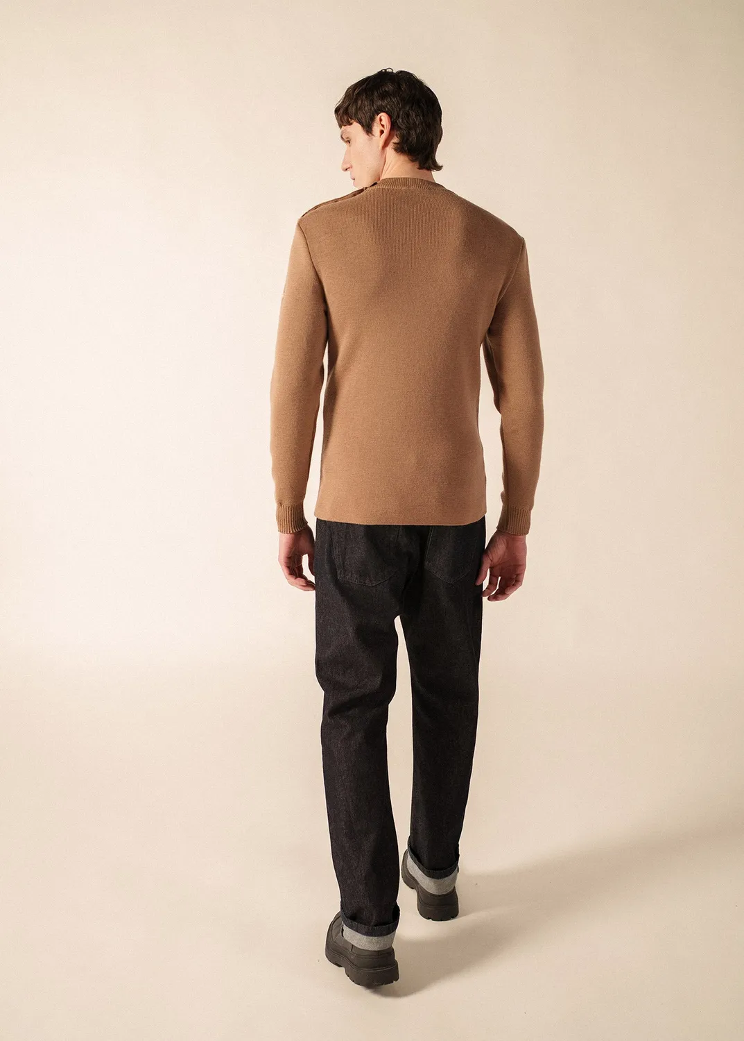 Saint James Matelot pull marin beige foncé laine