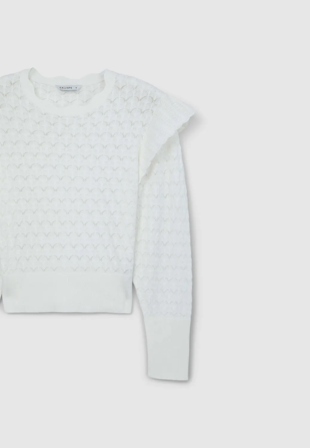Calliope pull ajoure volants femme manches longues