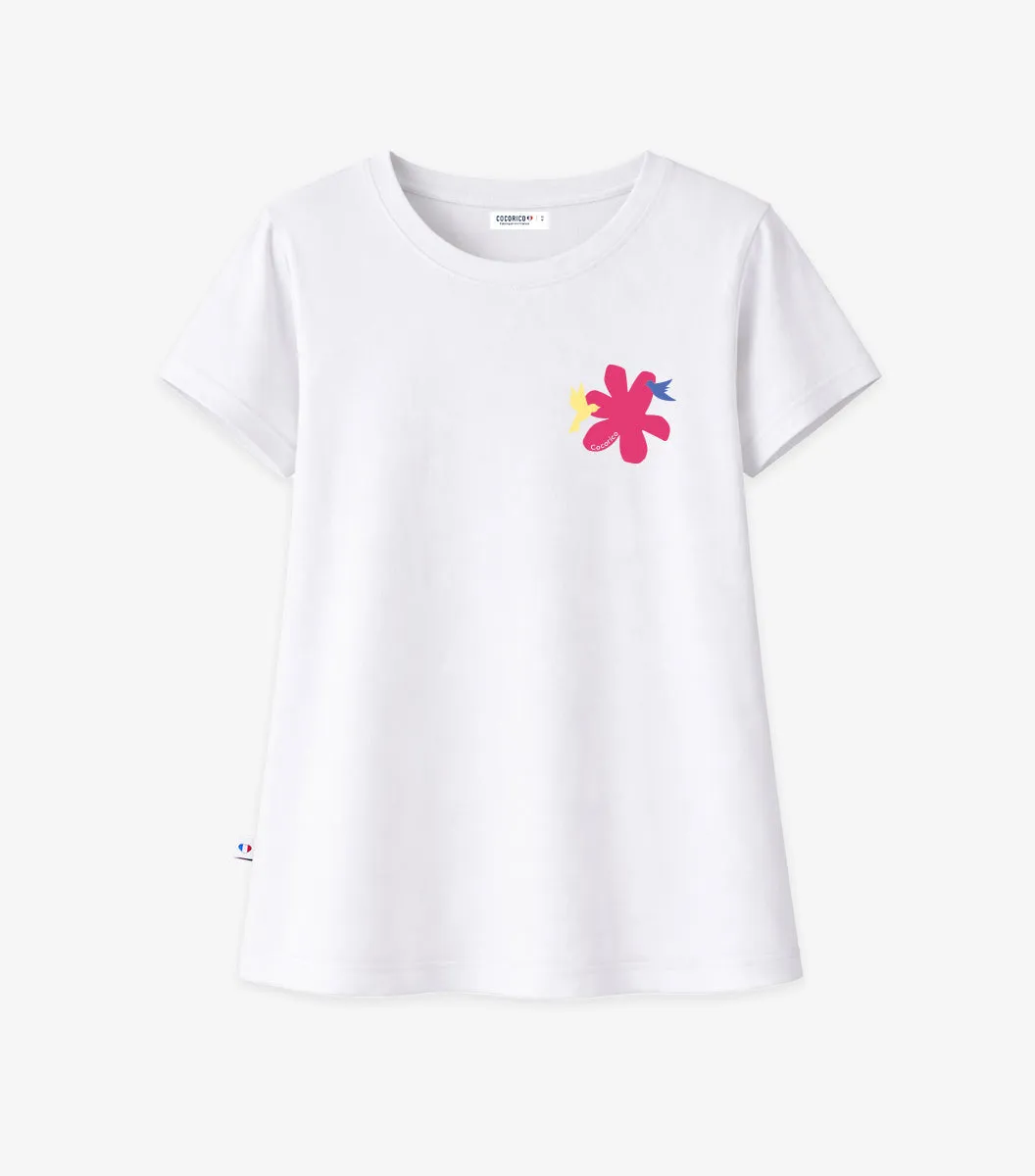 Cocorico Colibri T-shirt Pyjama Femme Blanc coton