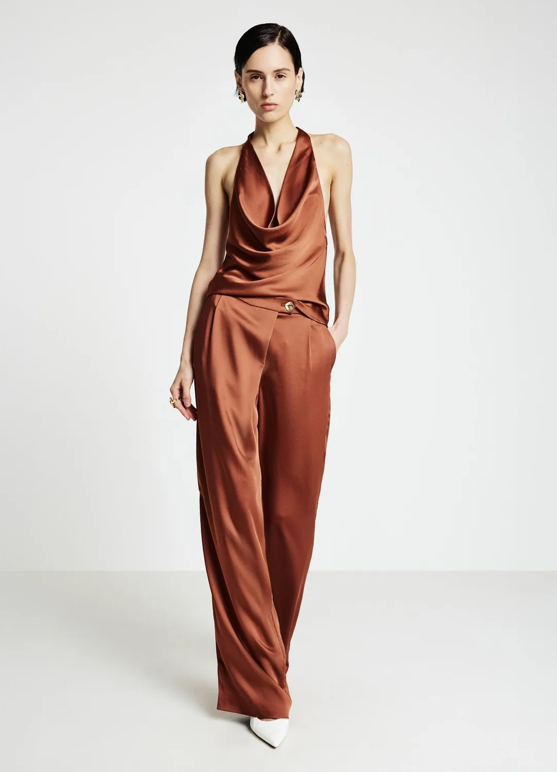 Calliope Top satin femme XS dos nu noué