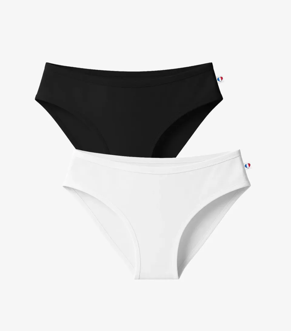 Cocorico culotte femme x2 noir blanc coton