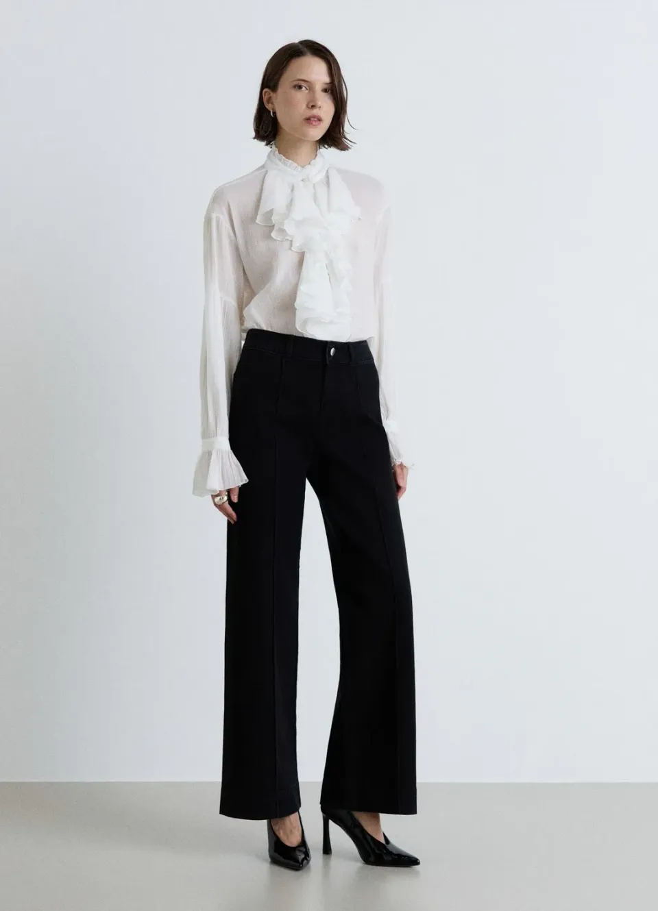 Calliope jean wide leg plis femme taille haute
