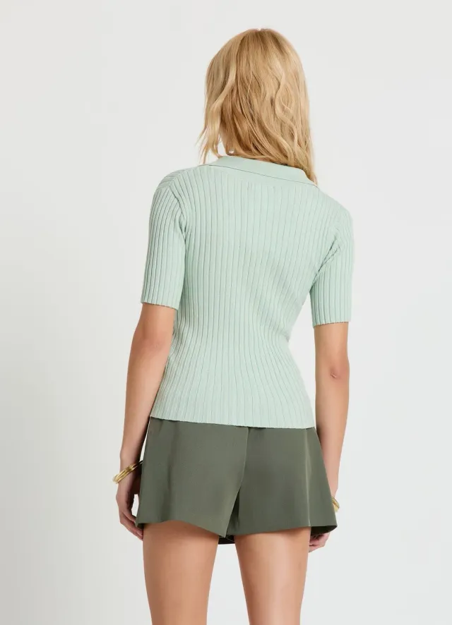 Calliope t-shirt femme côtelé col polo manches courtes