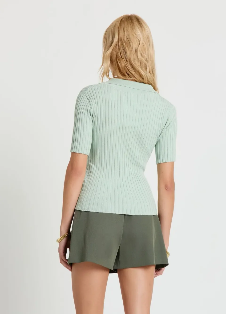 Calliope t-shirt femme côtelé col polo manches courtes