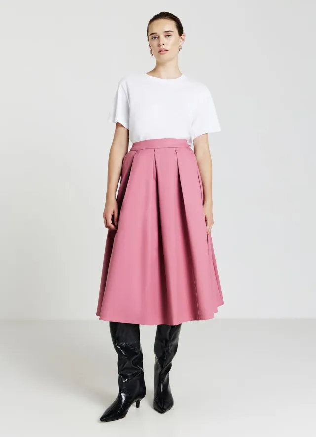 Calliope jupe midi plissée femme évasée unie