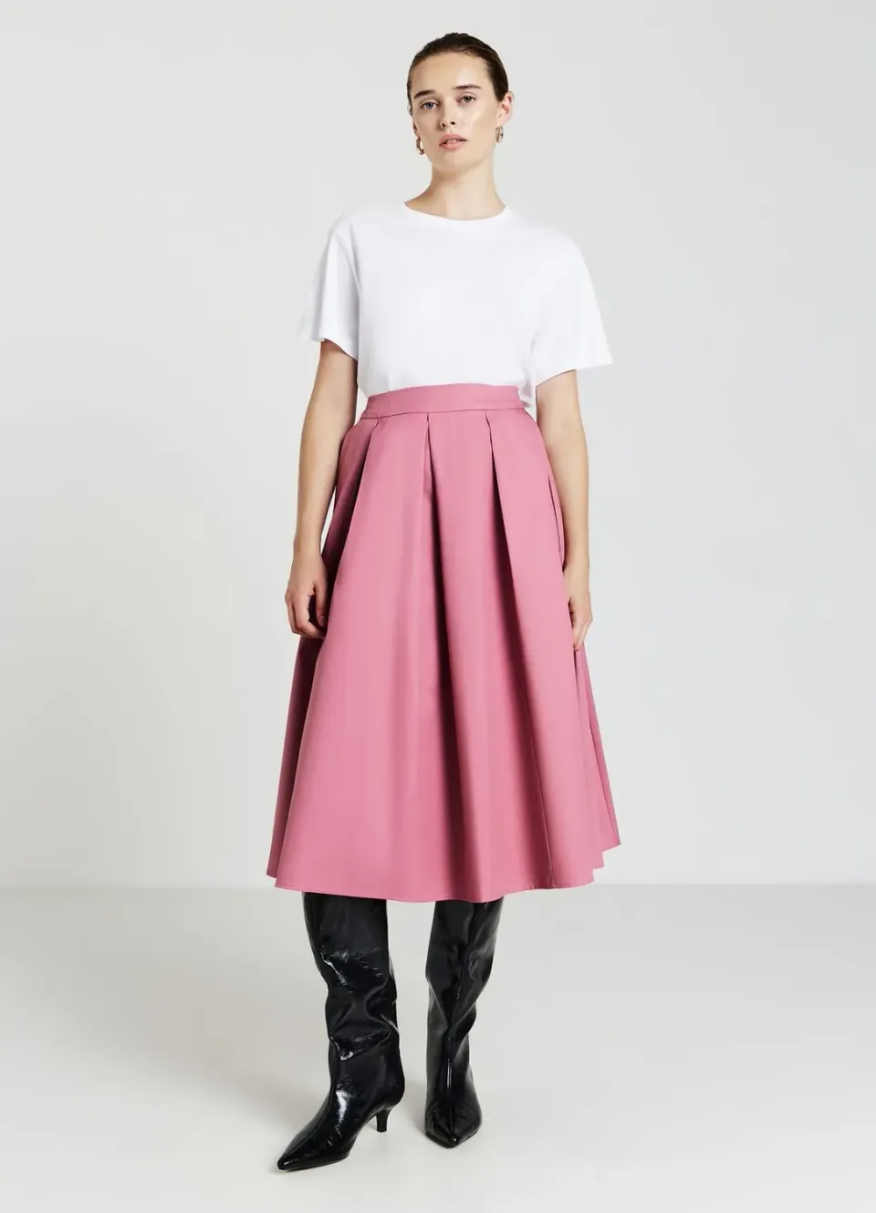 Calliope jupe midi plissée femme évasée unie