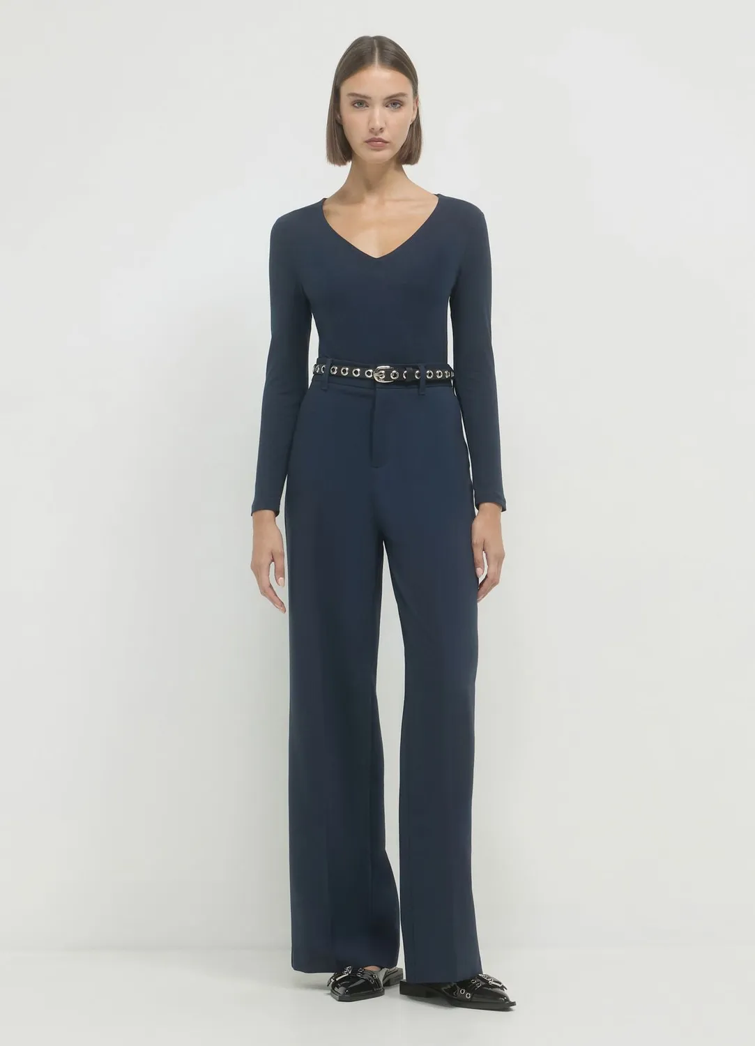 Calliope pantalon palazzo femme uni zip
