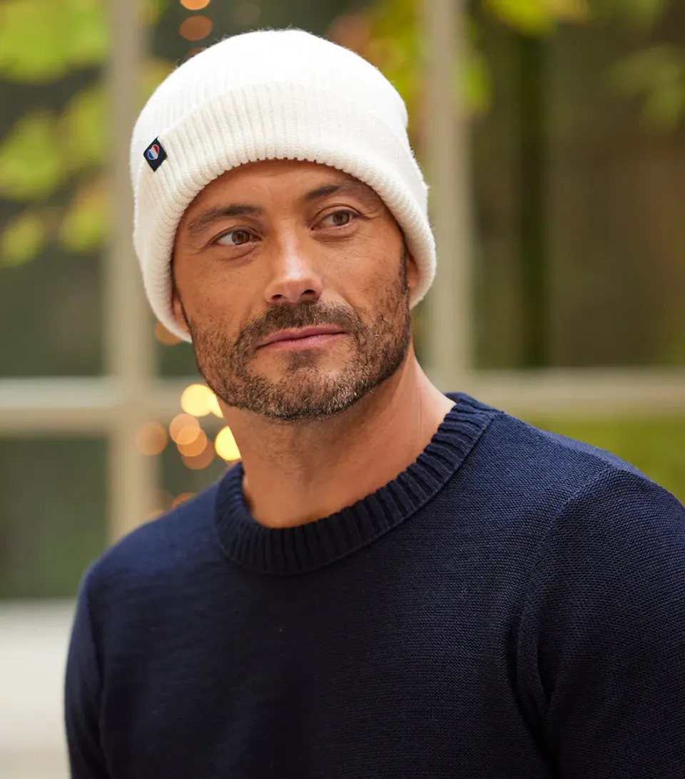 Cocorico Bonnet Homme Écru taille unique mérinos