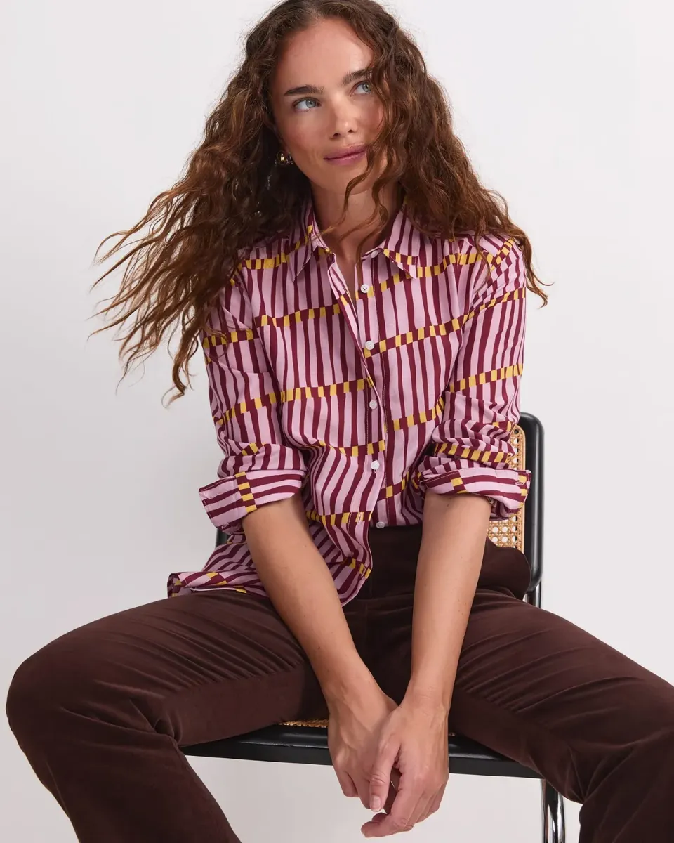 SPORTSCRAFT Rani chemise coton soie imprimé géo