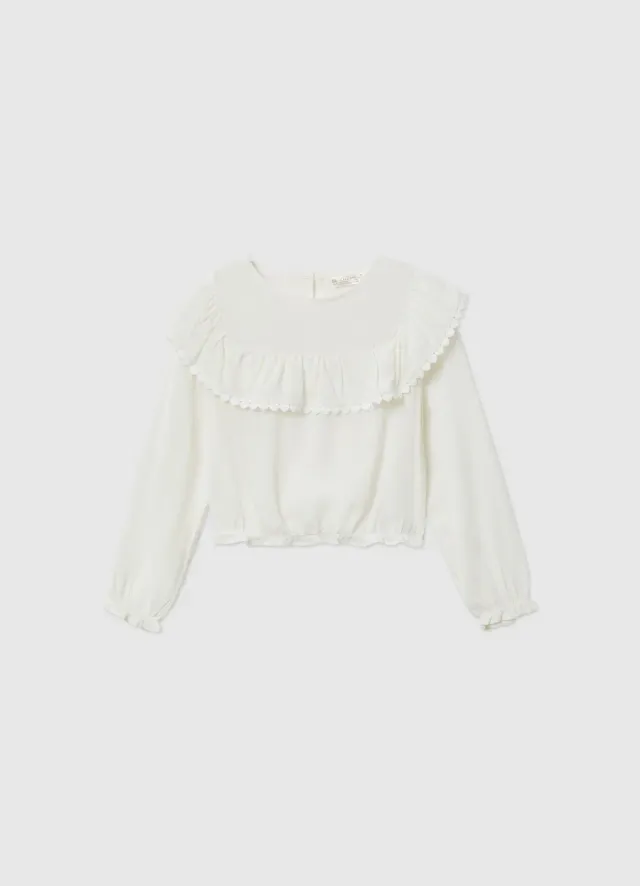 Calliope Blouse fille volant cœurs manches longues