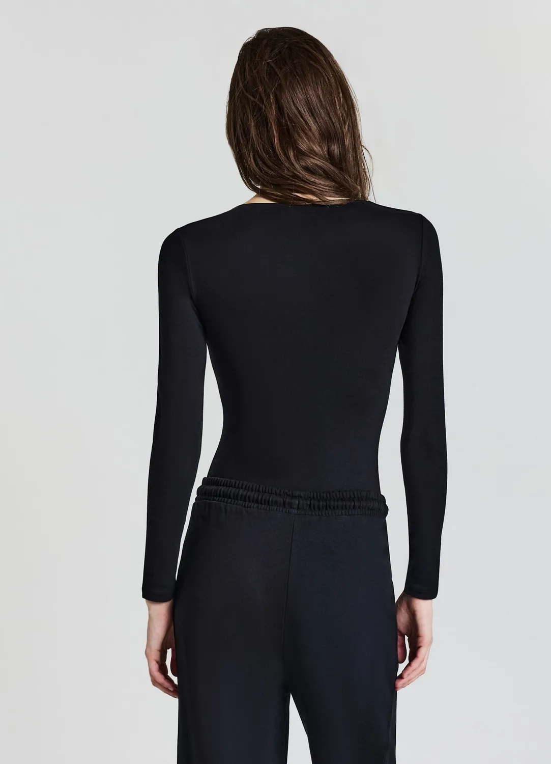 Calliope body col V femme manches longues ajusté