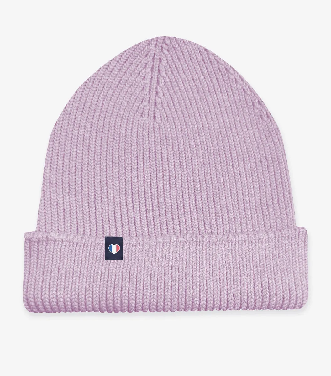 Cocorico bonnet femme lilas laine mérinos taille unique