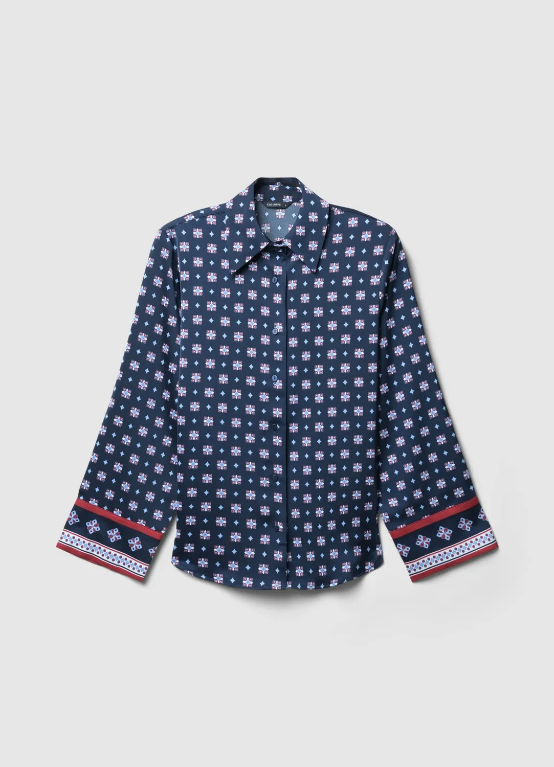 Calliope chemise satinée imprimé femme manches longues