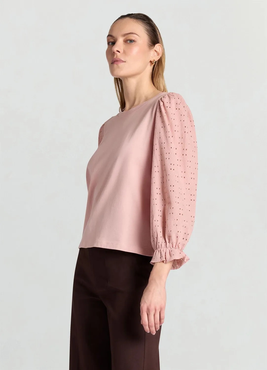 Calliope T-shirt manches ajourées femme uni