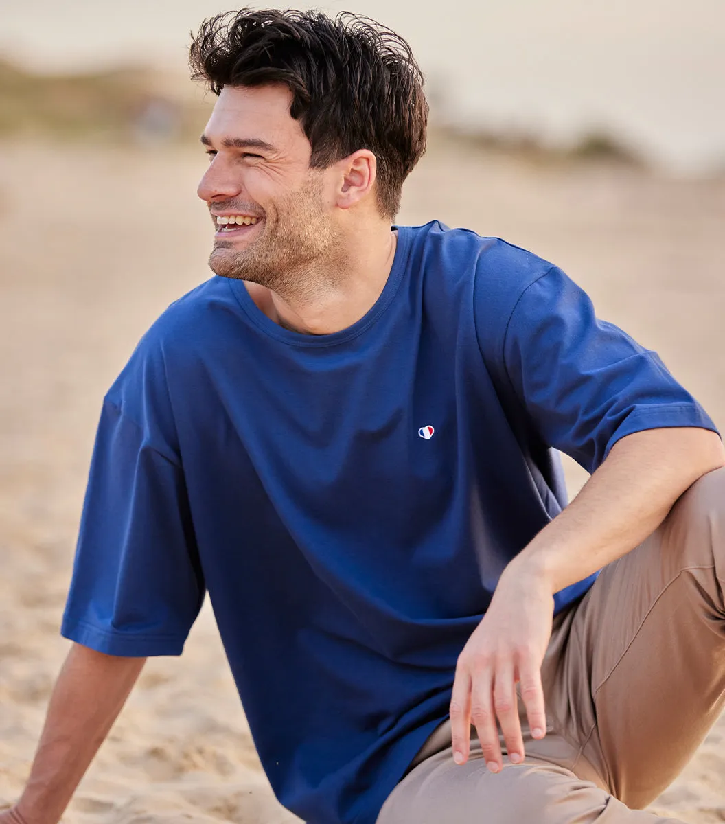 Cocorico Iconique t-shirt oversize homme bleu jean coton