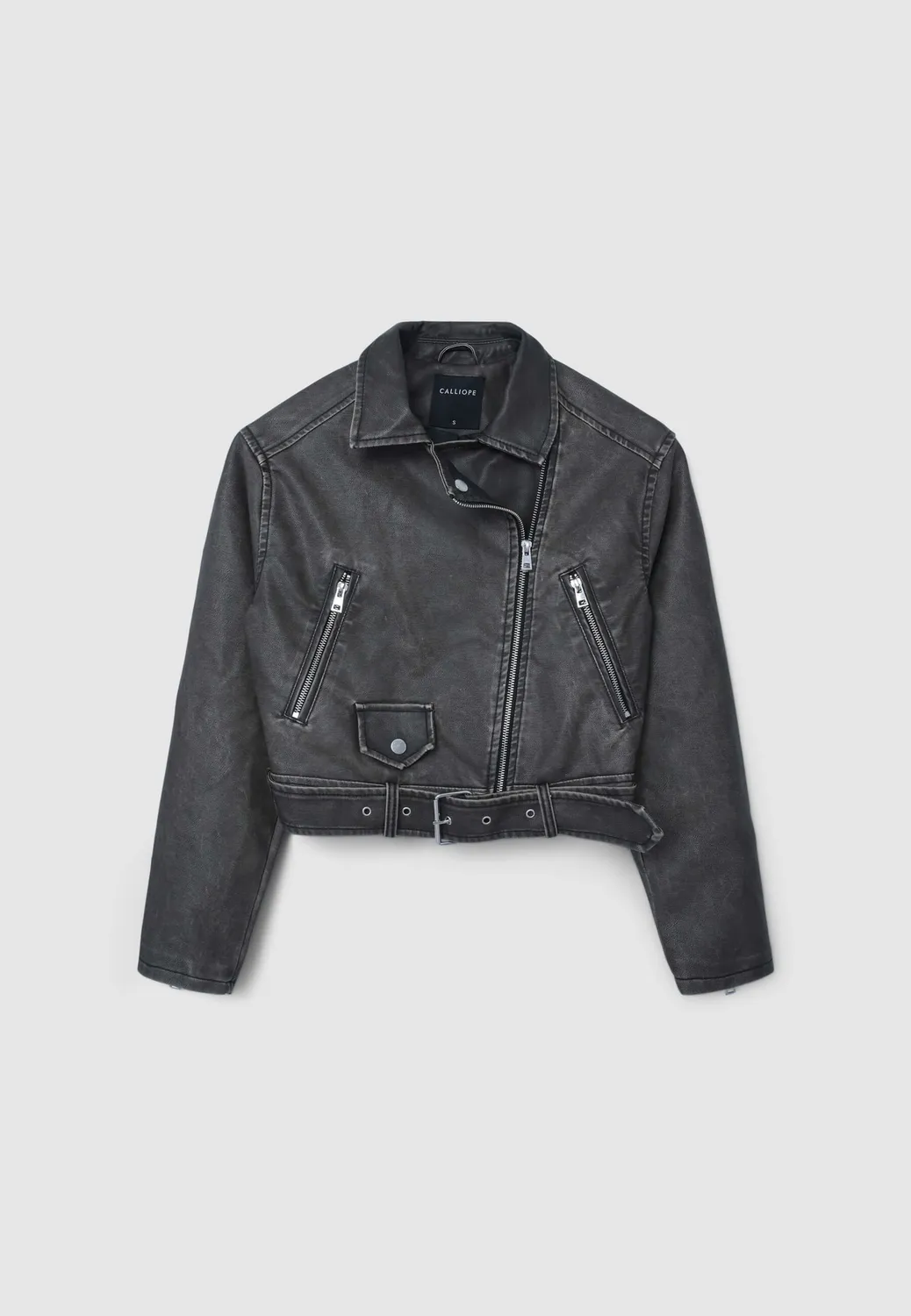 Calliope Chiodo blouson perfecto effet vieilli ceinture