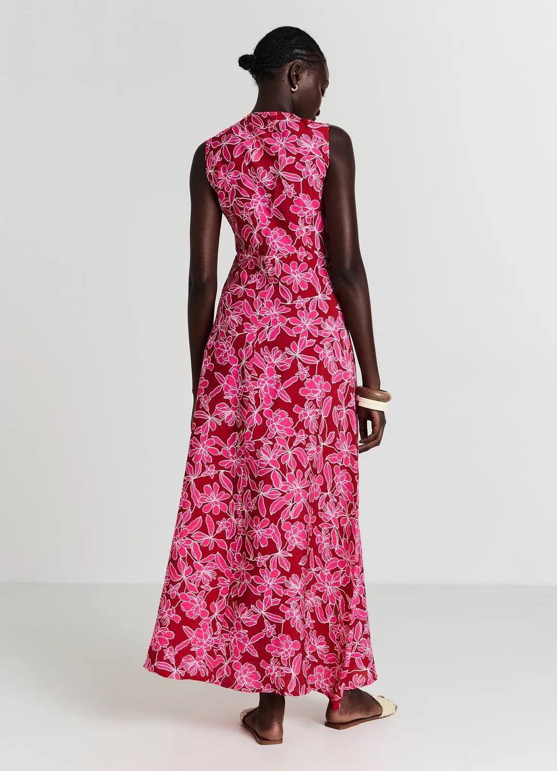 Calliope robe longue femme nœud fleurs sans manches