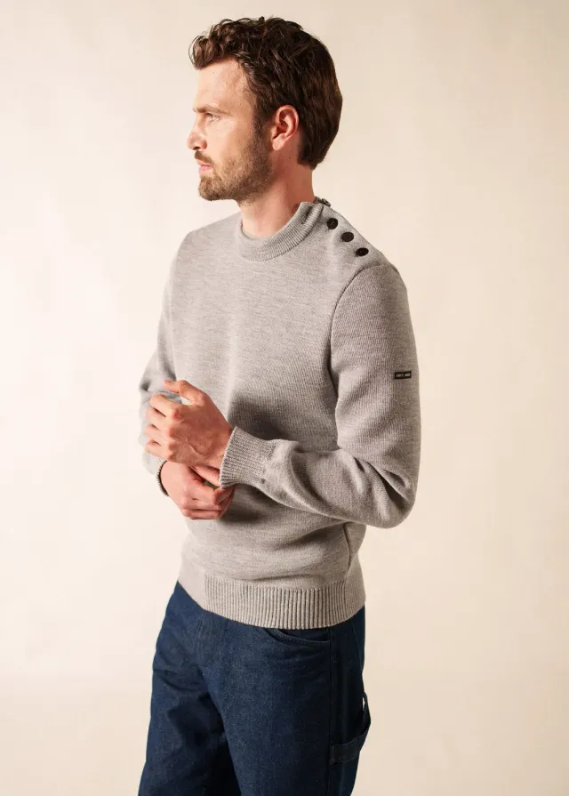 Saint James Cancale pull marin gris clair pure laine