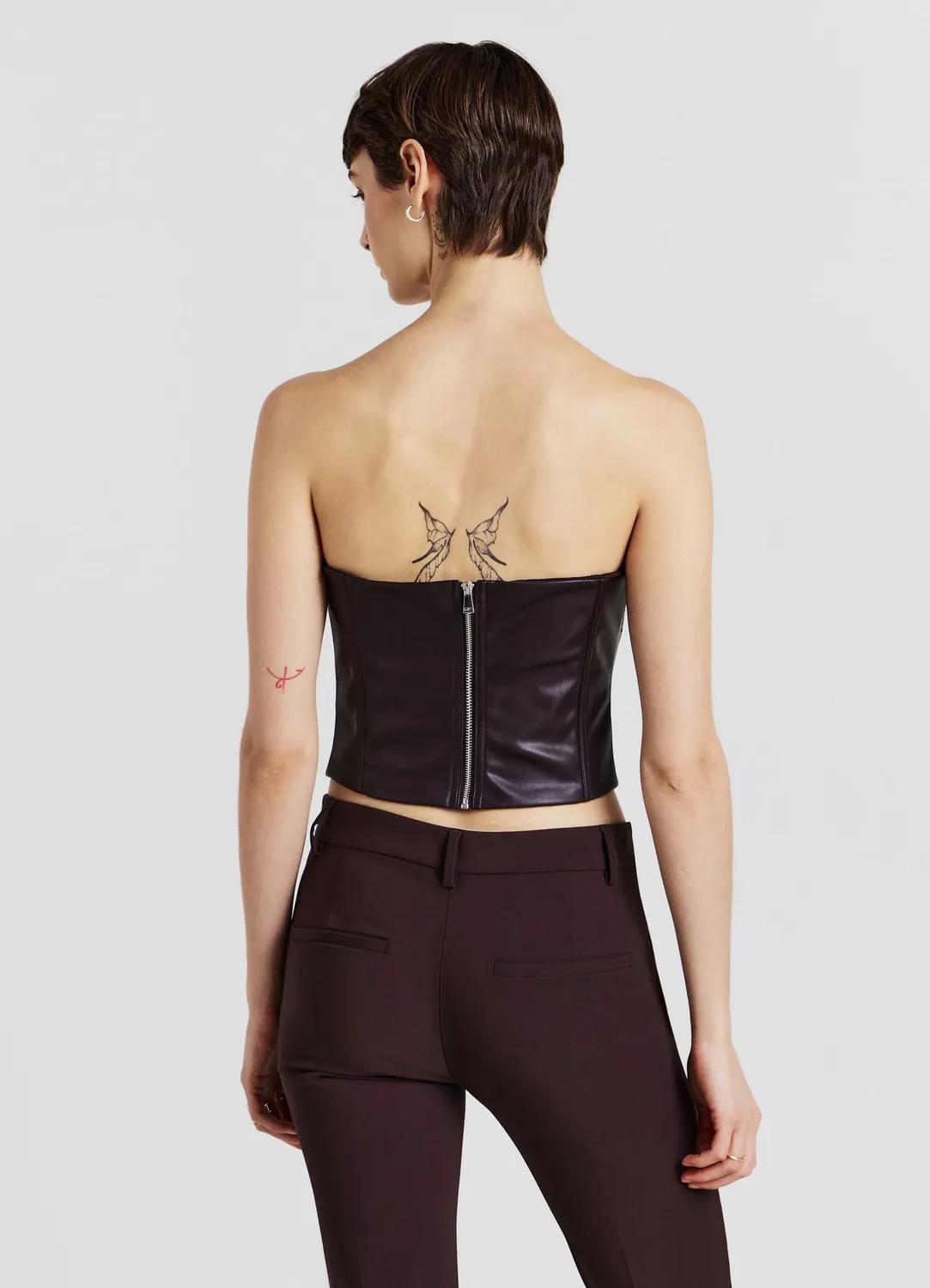 Calliope Bralette Simili Cuir Top Femme Cœur Zip
