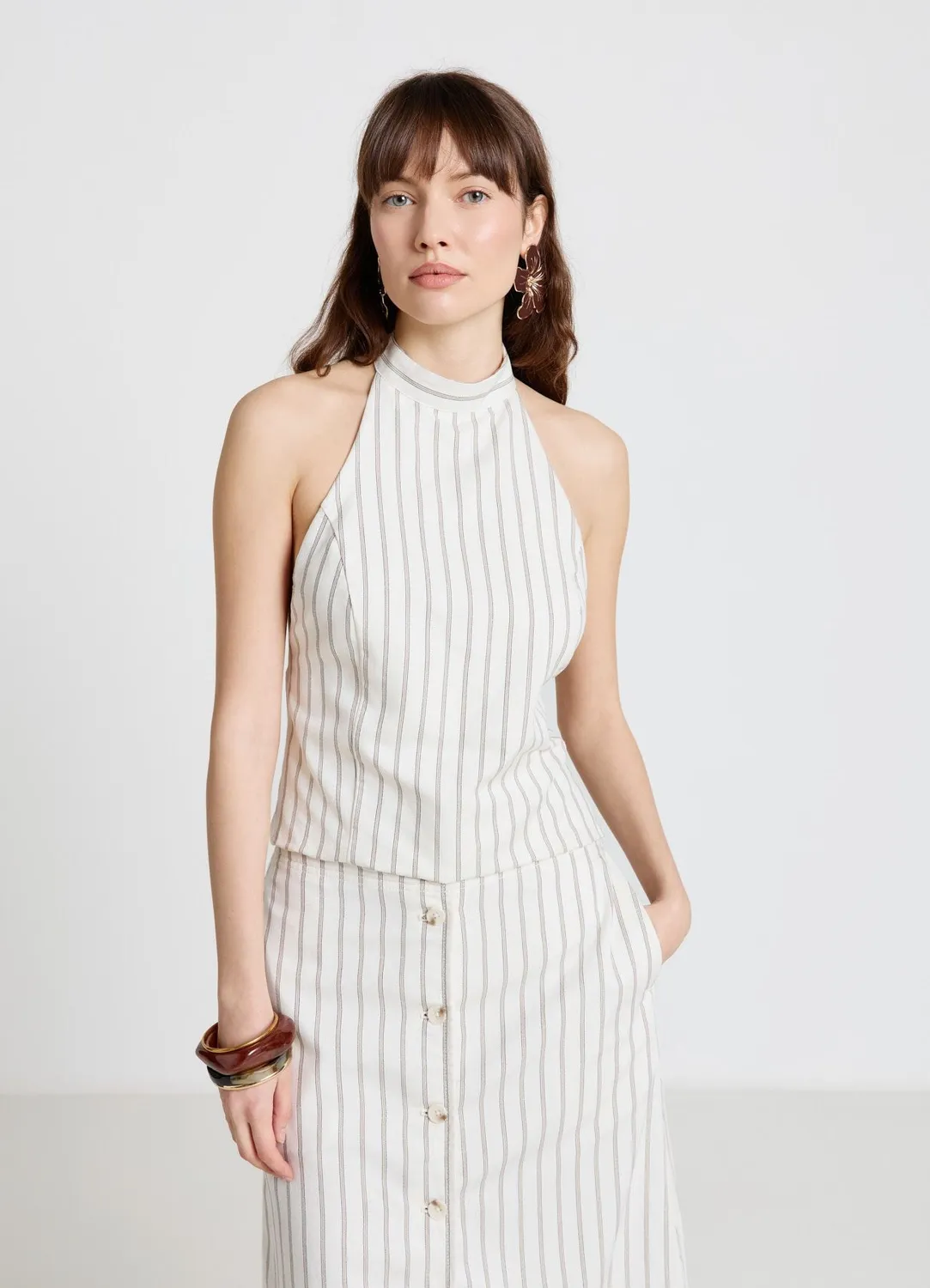 Calliope Top halterneck femme rayé