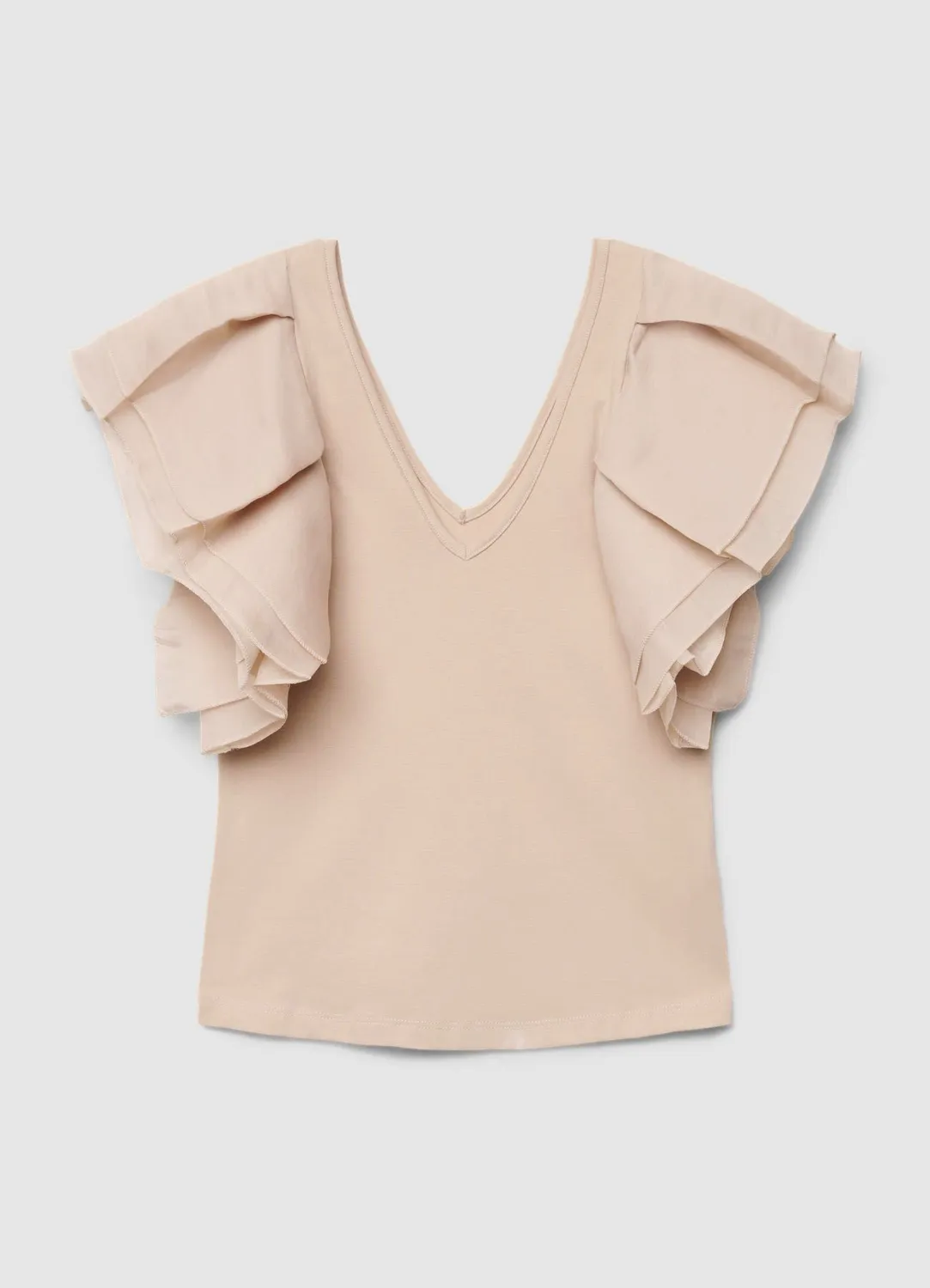 Calliope t-shirt femme col V volants organza