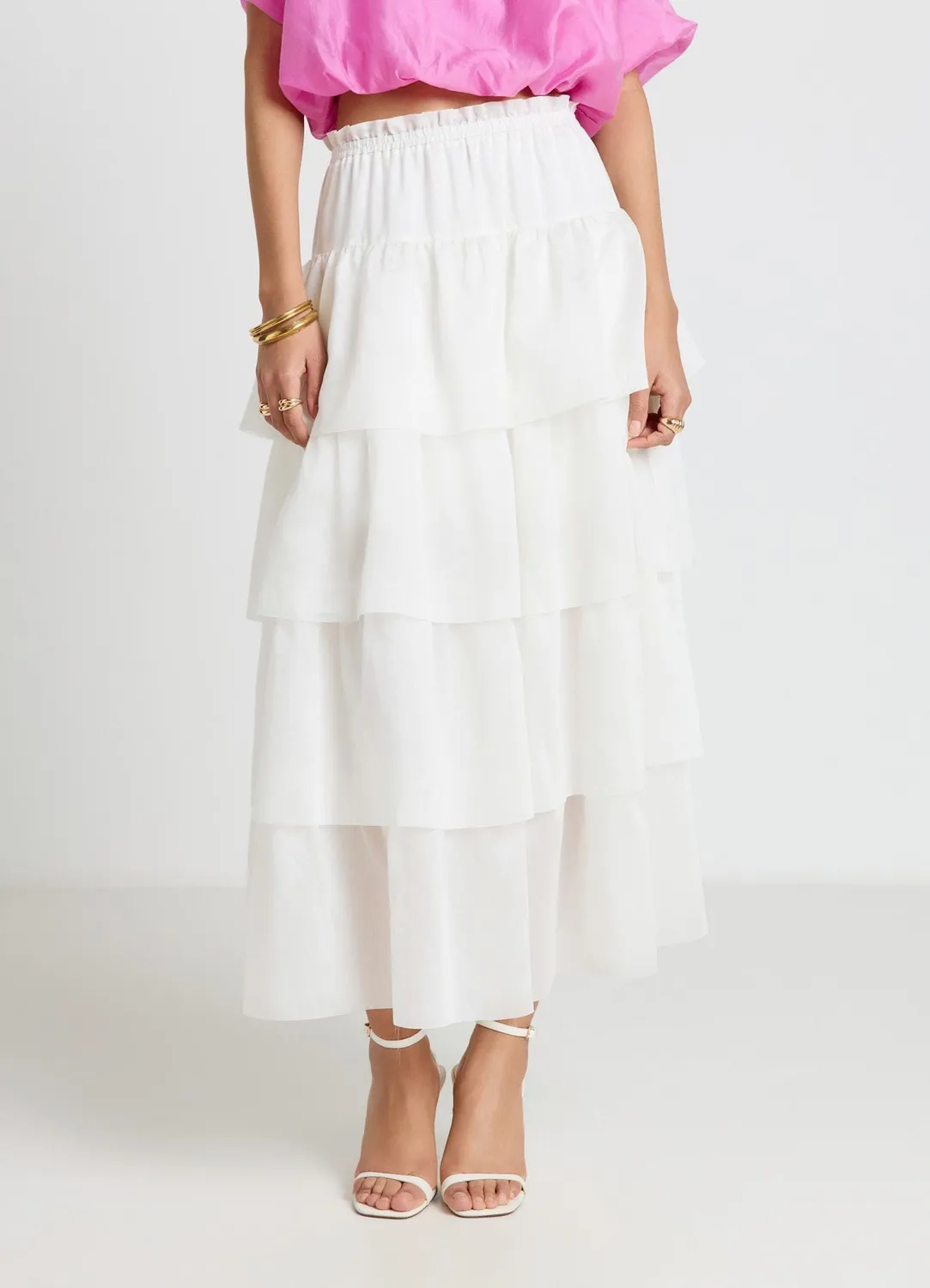 Calliope jupe volants elastiquee femme unie