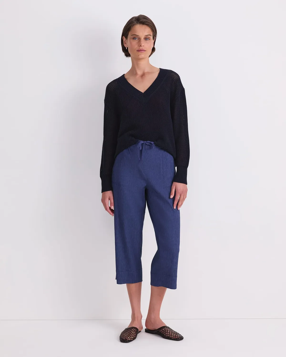 Sportscraft Rosa Crop pantalon lin cropped femme