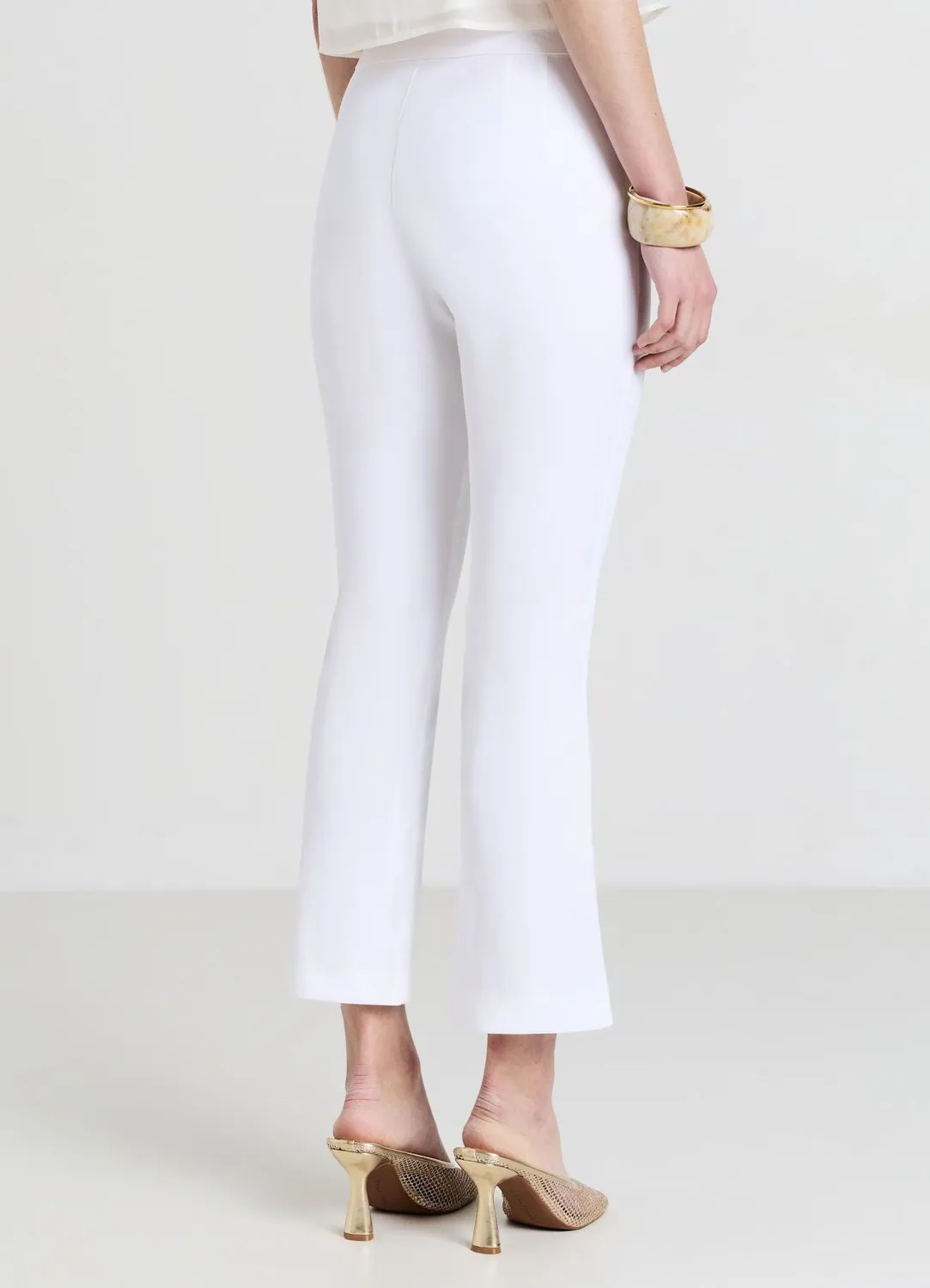 Calliope cropped flare pantalon femme coton rasatello