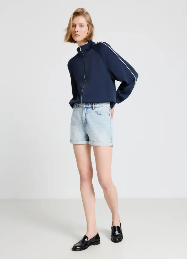 Calliope short mom taille haute revers femme uni