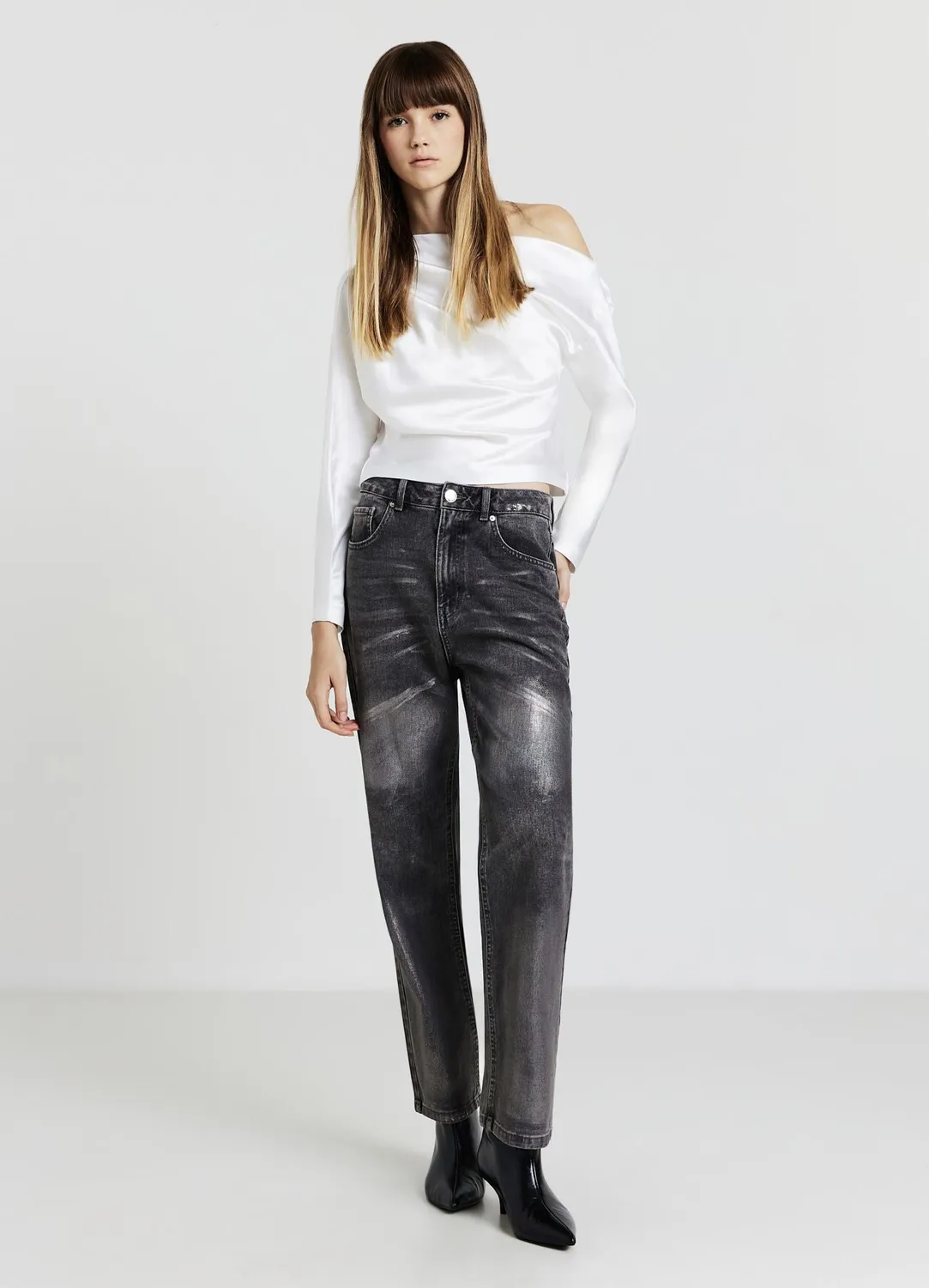 Calliope jean straight enduit femme