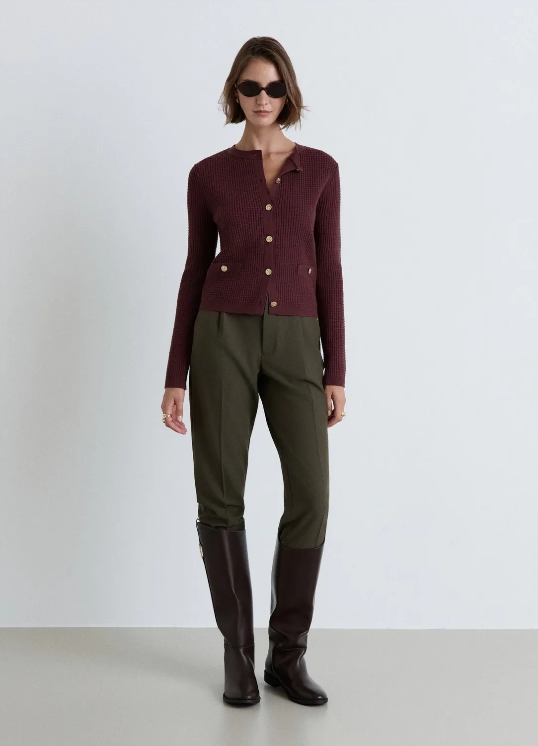 Calliope Cardigan Nid d'Abeille Boutons Bijou Cardigan Femme