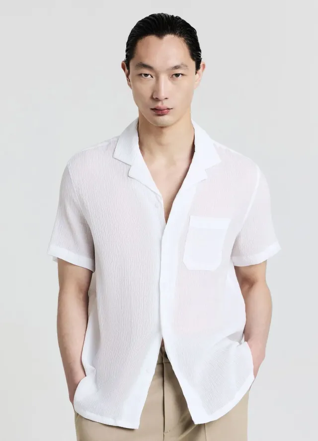 Calliope chemise effet froissé chemise homme manches courtes