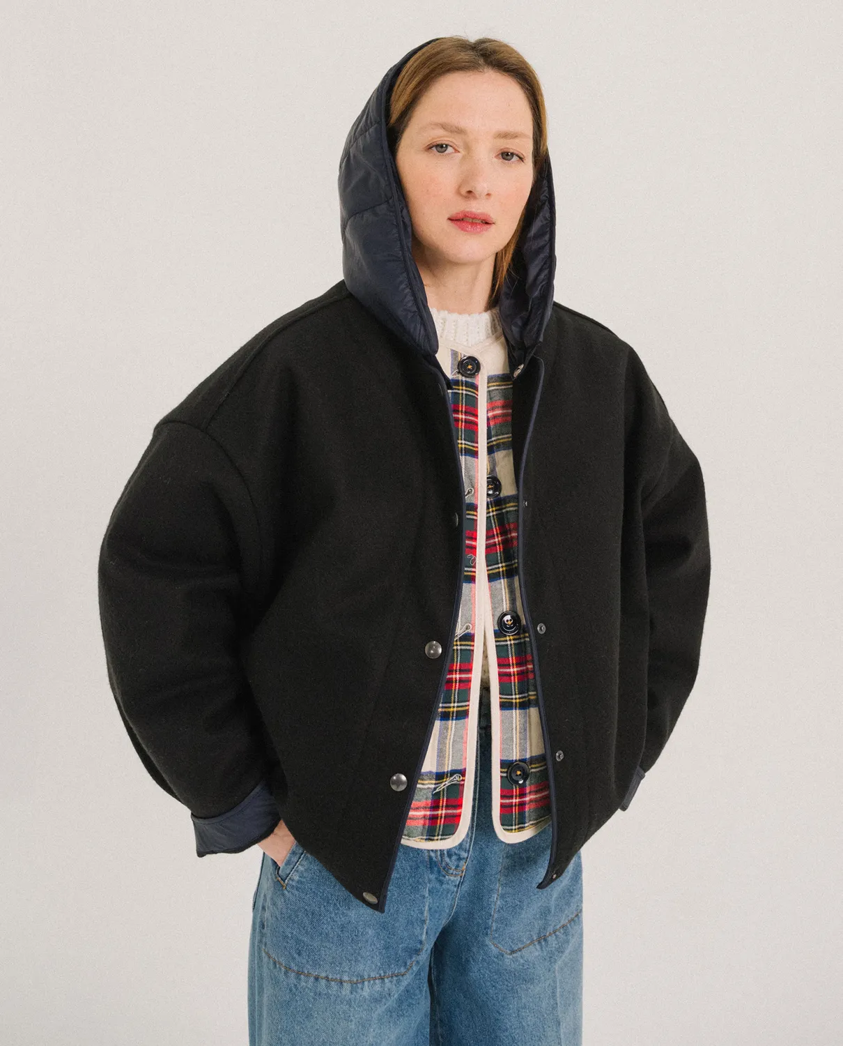 TINSELS FRIENDS blouson noir capuche amovible