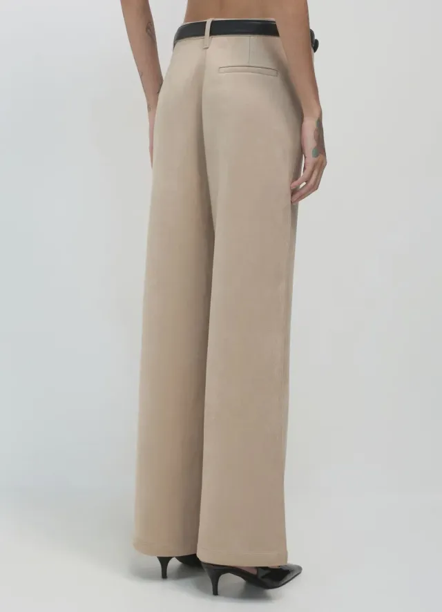 Calliope pantalon palazzo femme effet daim