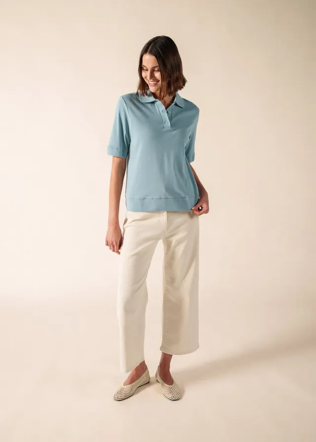 Saint James Carola polo céleste clair coton femme