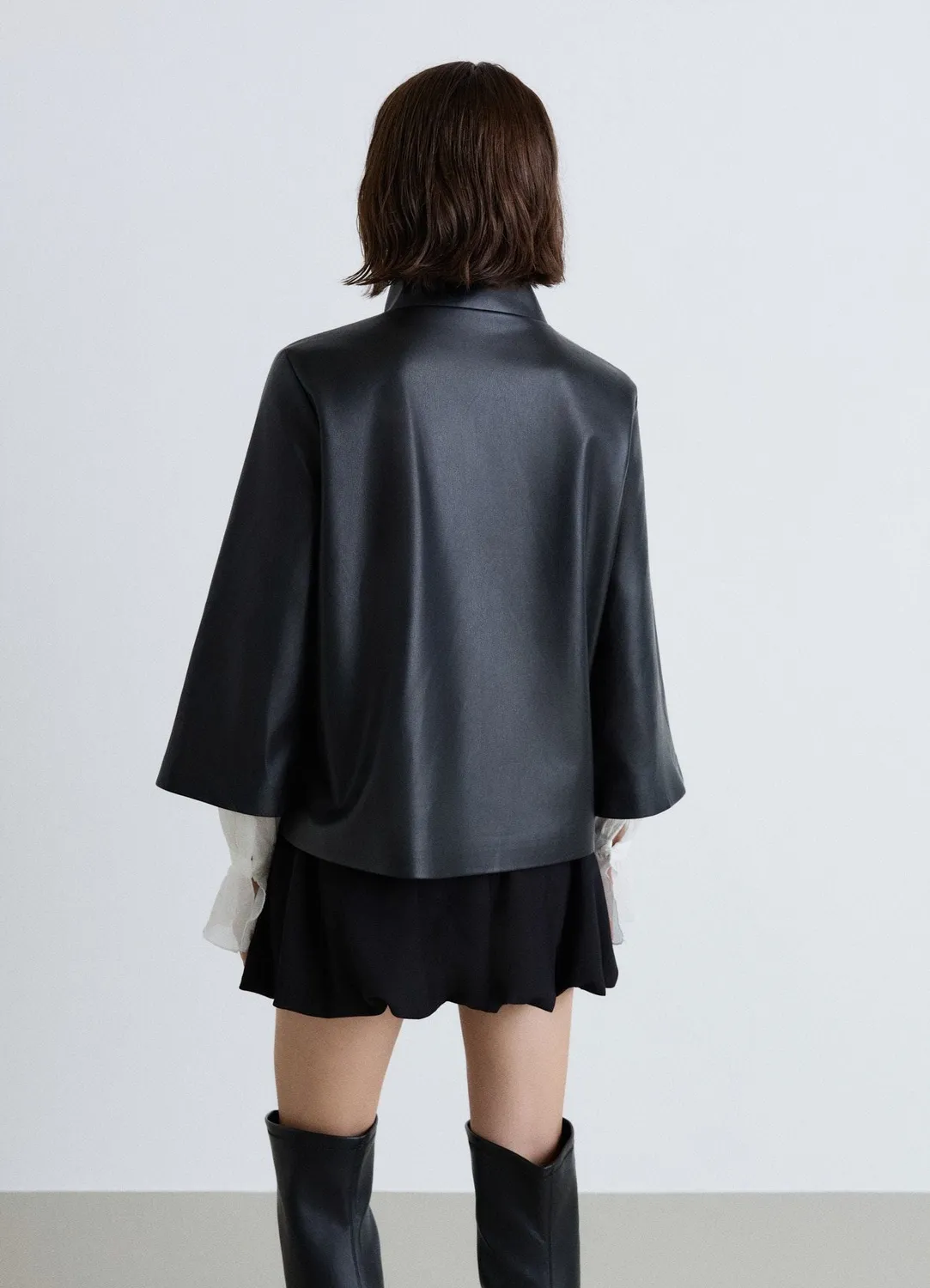 Calliope veste kimono effet cuir noire femme