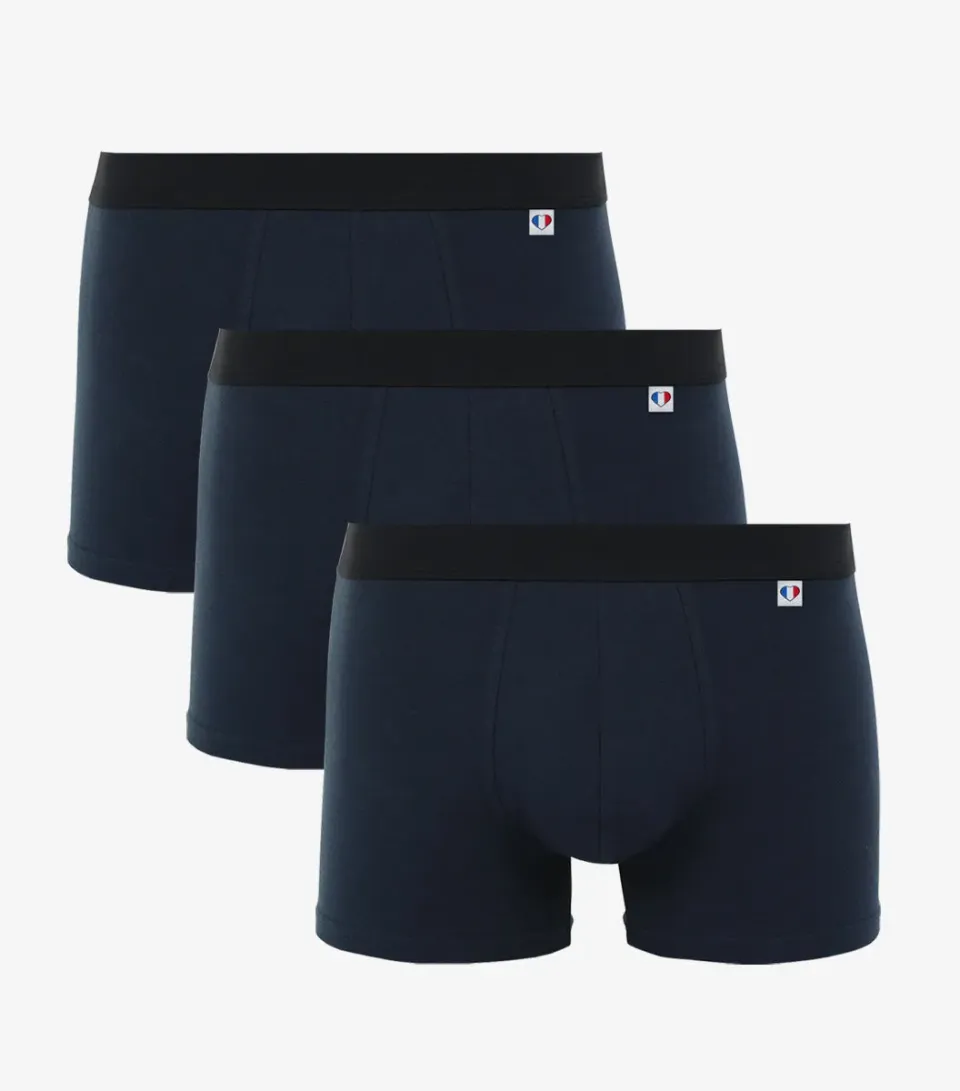 Cocorico Intemporels boxer homme marine x3 coton