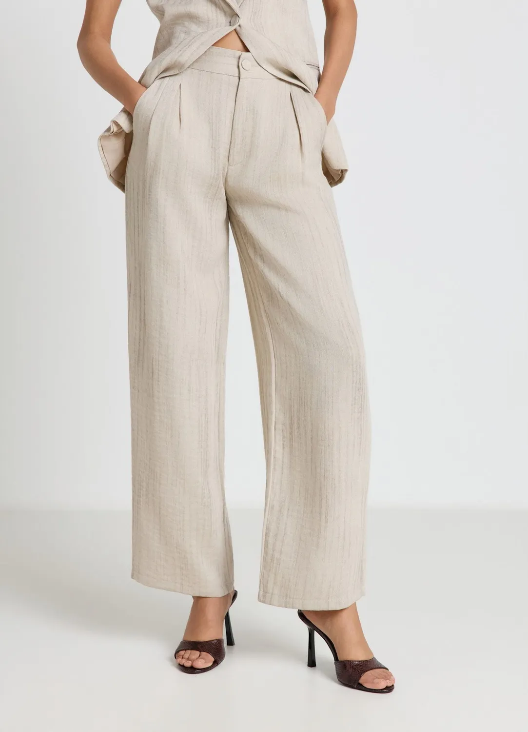 Calliope pantalon palazzo uni femme taille haute