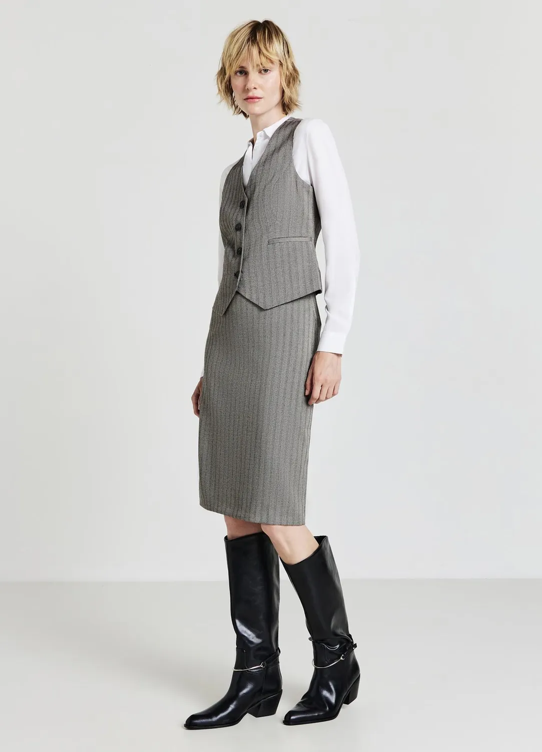 Calliope jupe midi chevrons femme longuette