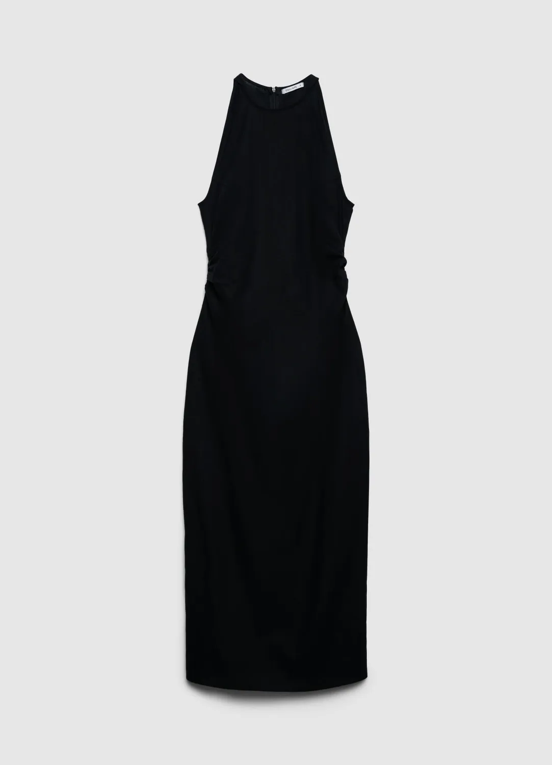 Calliope Atelier robe fourreau longue ruchée sans manches