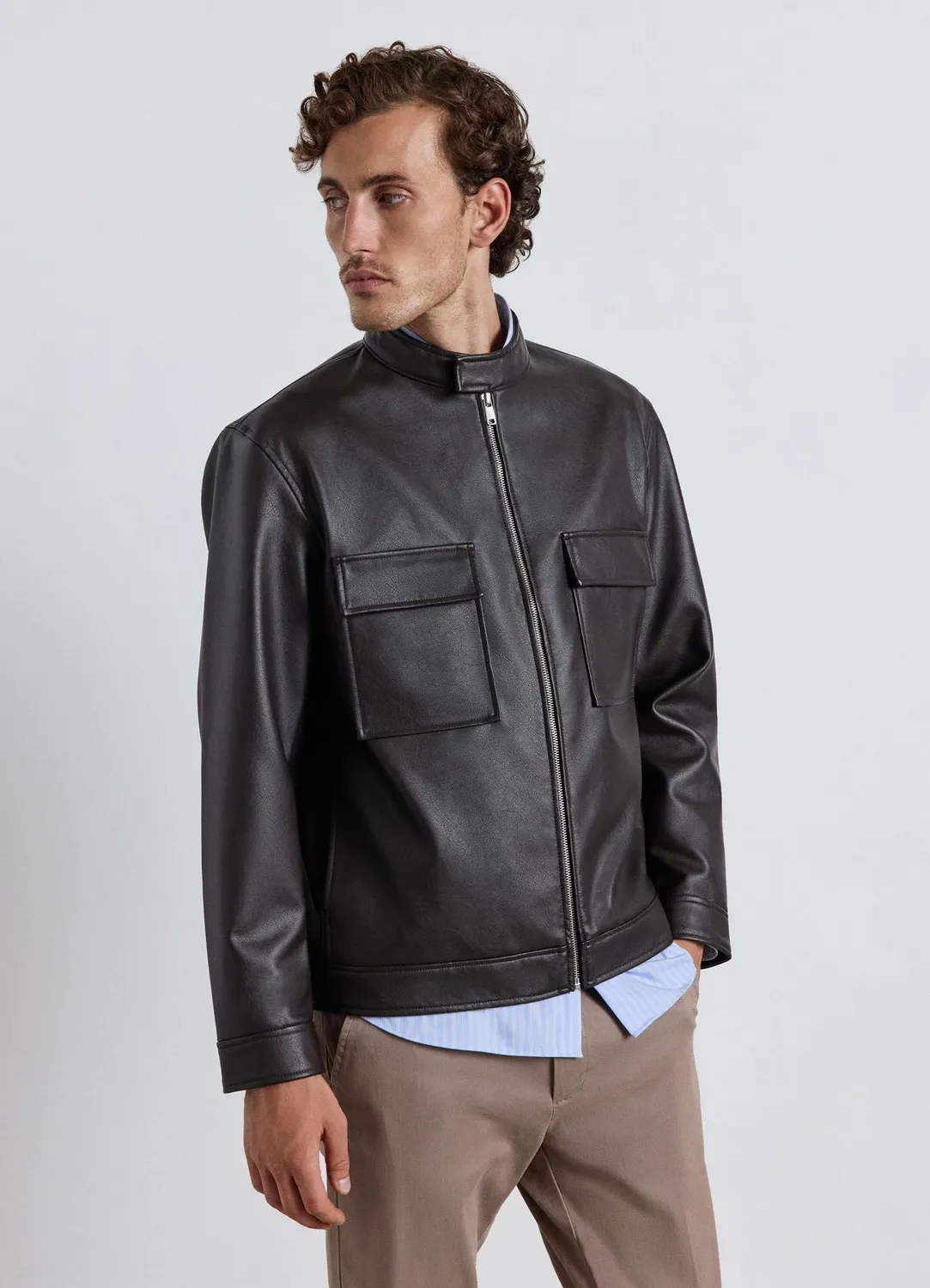 Calliope veste effet cuir homme zip à poches