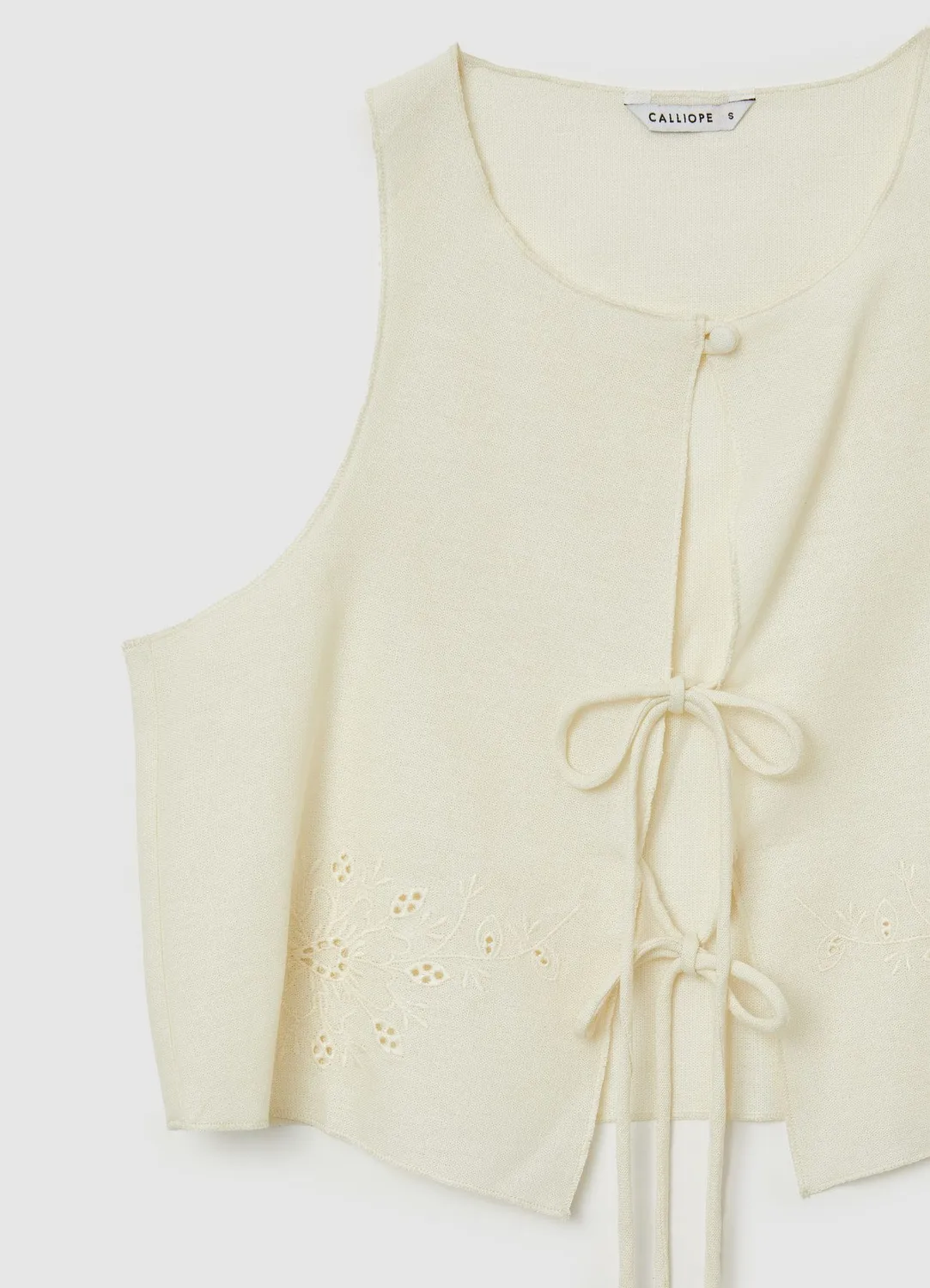 Calliope gilet brodé femme laçage devant coupe regular