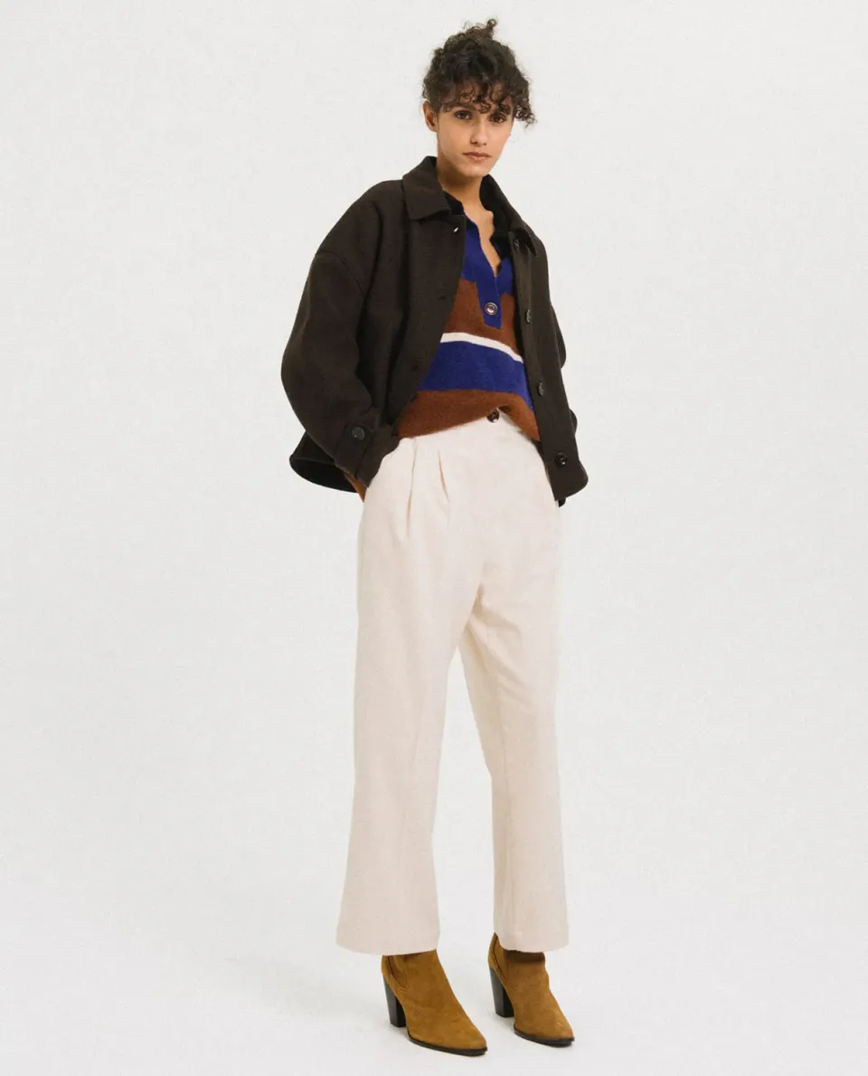 TINSELS PEPA ECRU pantalon flanelle grattée 7/8