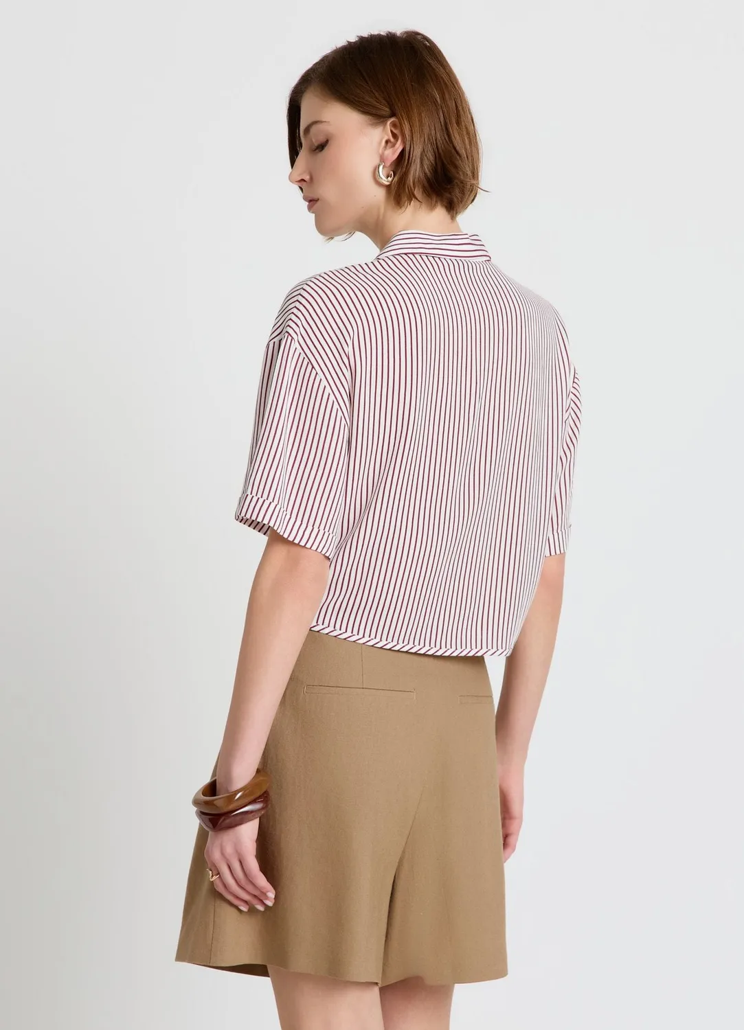Calliope chemise rayée nouée femme manches courtes