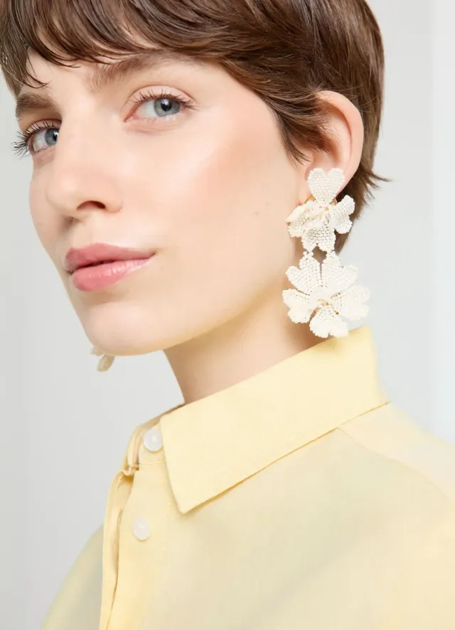 Calliope boucles oreilles pendantes fleurs perles TU