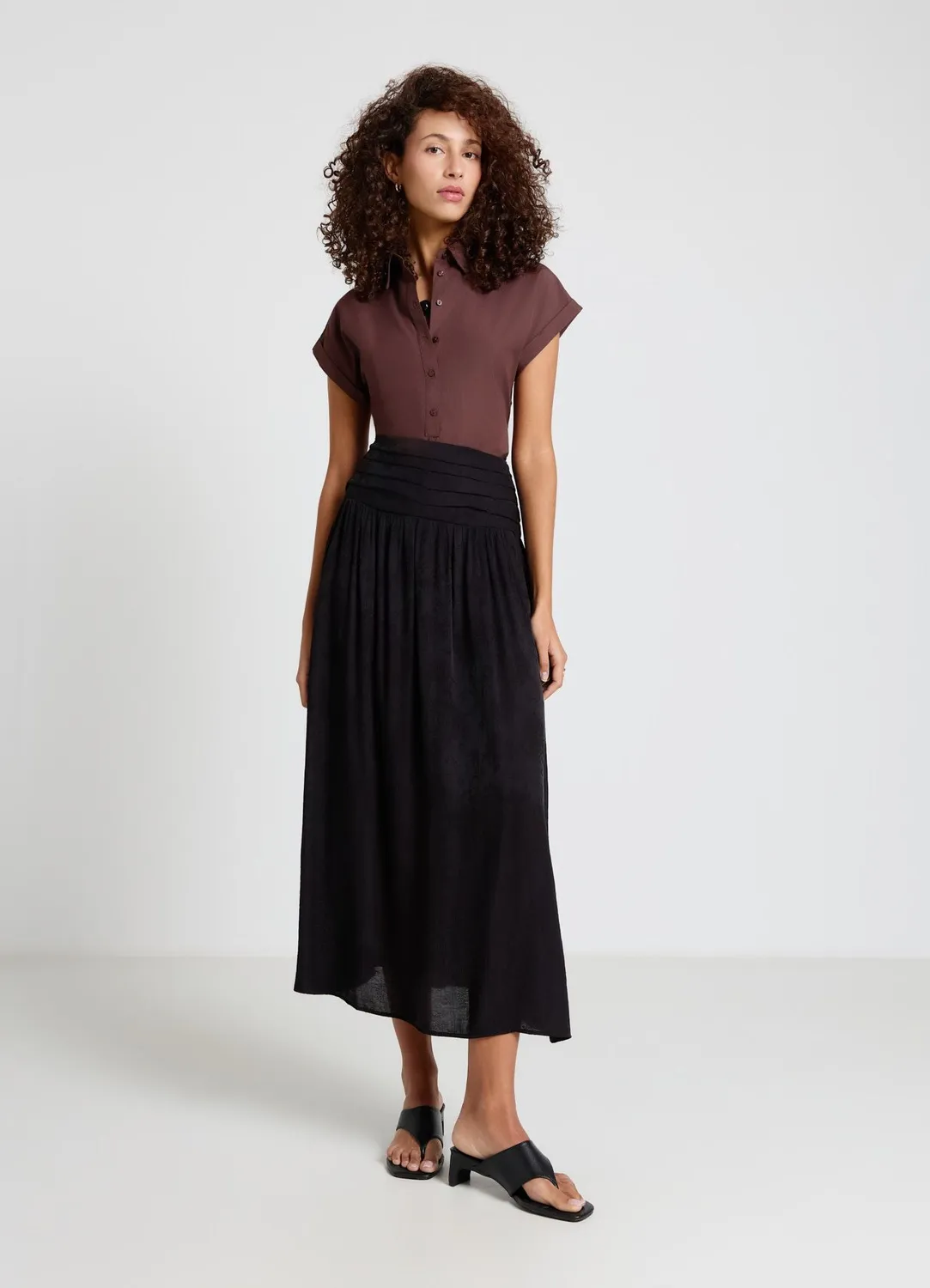 Calliope Jacquard jupe longue femme taille drapée