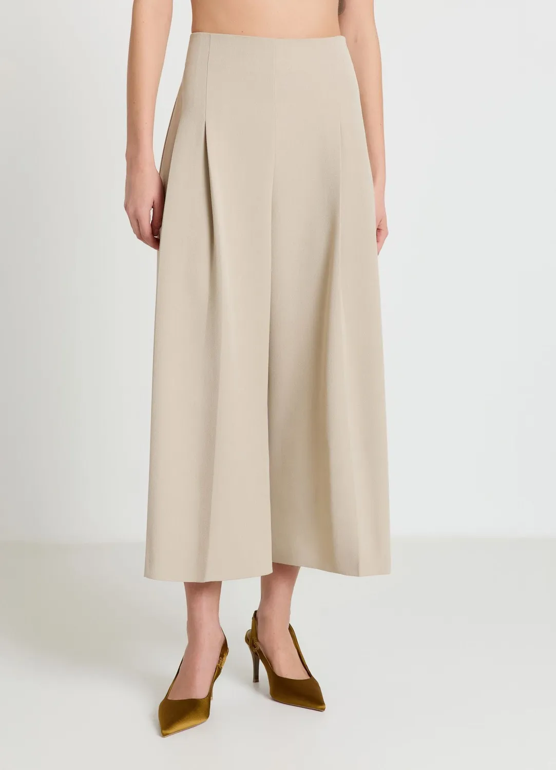 Calliope culotte à plis pantalon large uni zip latéral