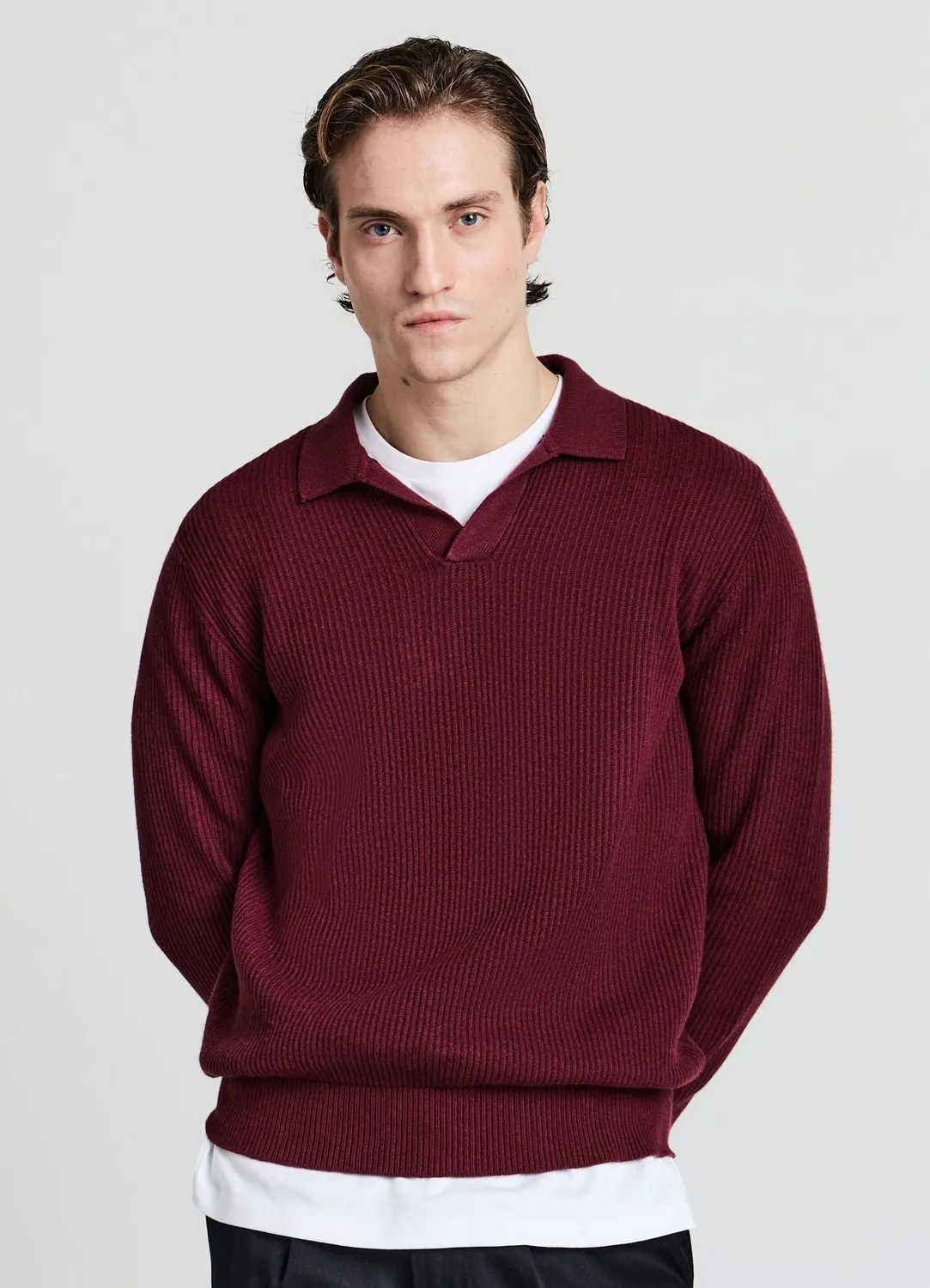 Calliope pull polo côtelé homme manches longues