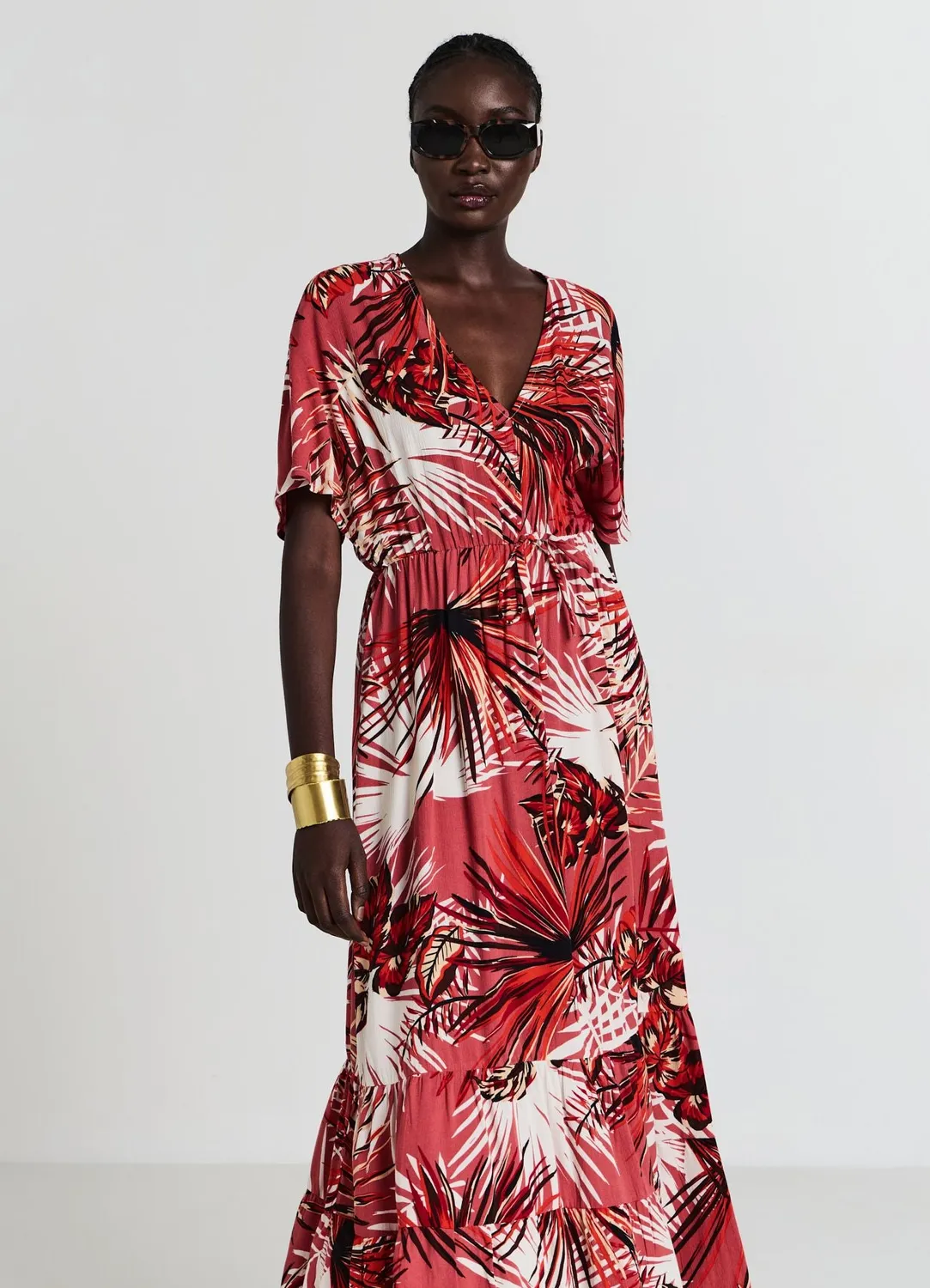 Calliope robe longue kimono imprimée femme volant